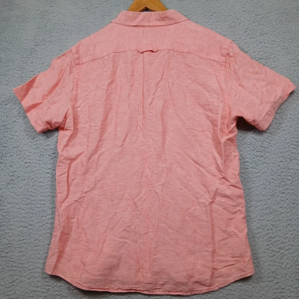 Banana Republic Men's M‎ Slim Fit 100% Linen Short Sleeve Button-Up Shirt Pink